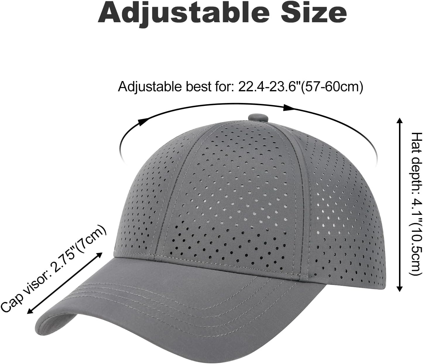 Men Summer Adjustable Performance Hat Breathable Snapback Laser Perforated Mesh Baseball Cap - Image 6