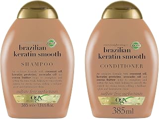 OGX Ever Straightening Brazilian Keratin Smooth Shampoo + Conditioner Combo | Coconut Oil, Keratin Proteins, Avocado Oil &... Price In India