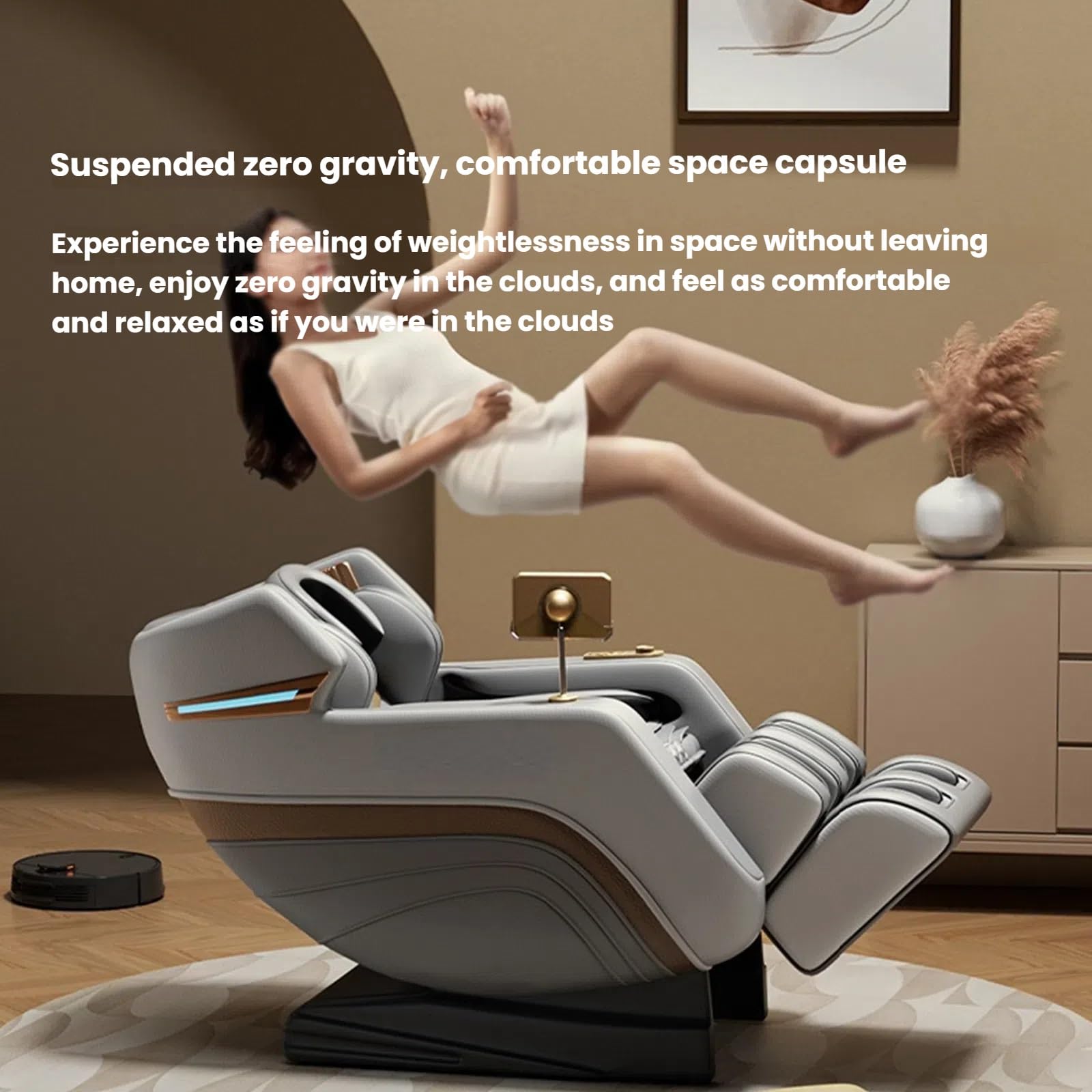 Sillón De Masaje De Gravedad Cero para Todo El Cuerpo con Reclinable Y Masaje con Calor, con Conectividad Bluetooth, Apto para Uso Doméstico Y En La Oficina.