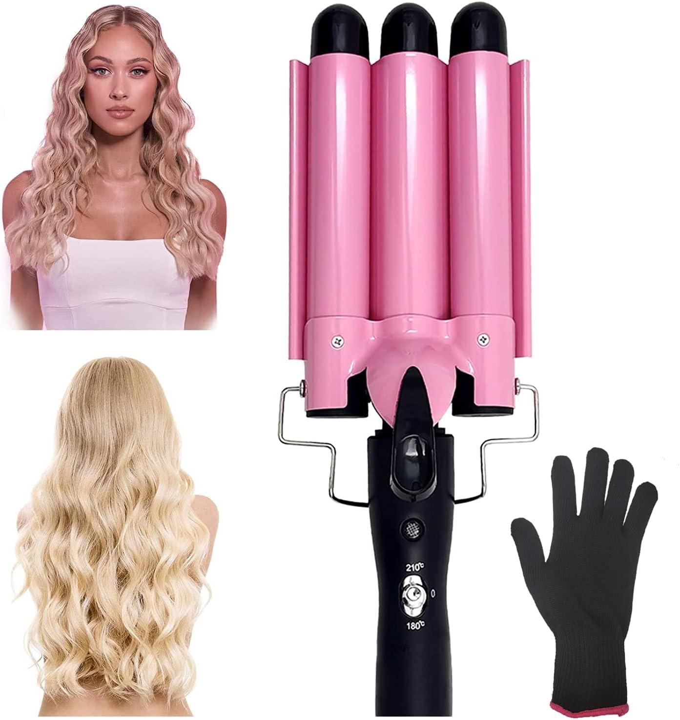 Coidak 3 Barrel Curling Iron, Waver Iron Adjustable 25mm Hair for Long or Short Heat Up Quickly Last Wand Women