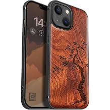 Carveit MagSafe Compatible iPhone 13 Mini Wooden Case Natural Wood + TPU Silicone 2 in 1, Phone 13 Mini Case 6.7 inch Built-in Magnetic, Laser Art Engraving for iPhone 13 Mini Cover Wood