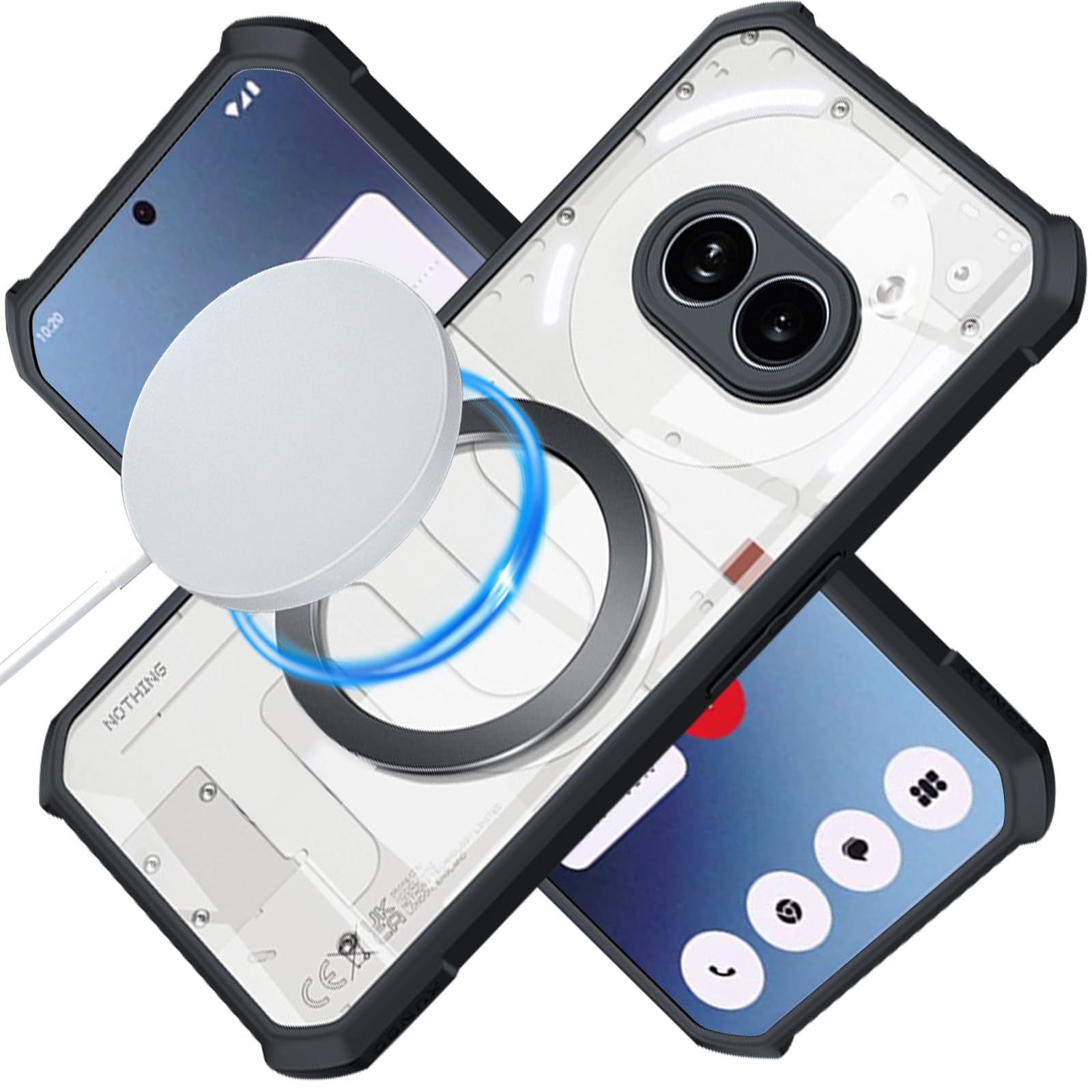 MagSafe-Hülle Für Nothing Phone 2a/2a Plus – Magnetisch, Mit Ständer, Matt-schwarz Transparent