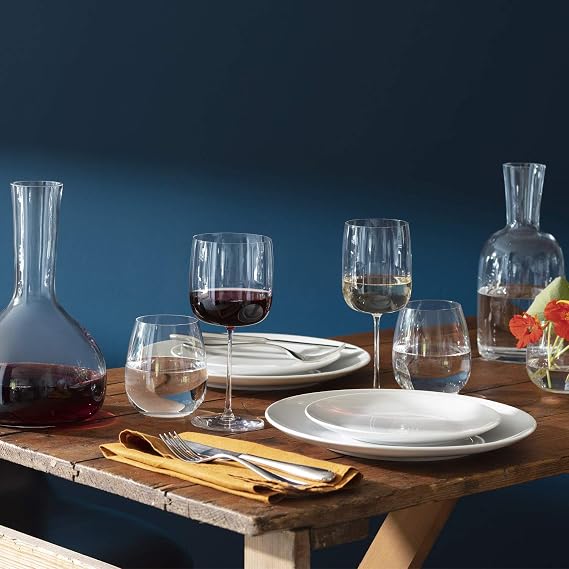 LSA International Borough Clear Water Carafe 37 oz, Luxury Mouth Blown Glass Decanter Modern Drink Glassware