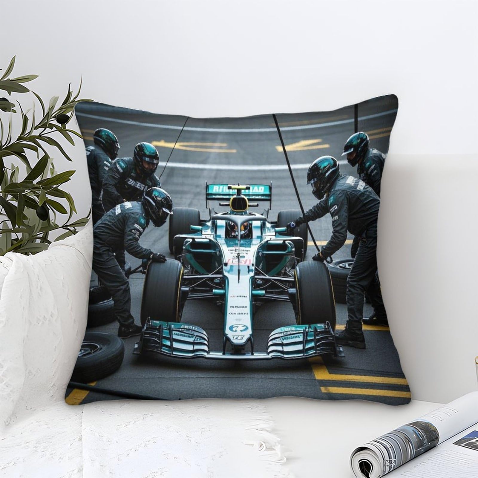 Dafufbw Formulaa Racing-14 Cushion Cover Formulaa Racing Gifts, Room Decor Pit Stop Home Decorations Throw Pillow Case Skull Bedroom Livingroom Couch Sofa 40X40cm