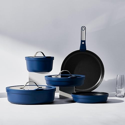 Miniatura 6 de CAROTE Juego de 21 ollas y sartenes antiadherentes, antiadherentes, aptas para lavavajillas, hornonevera, ollas y sartenes con mango extraíble,