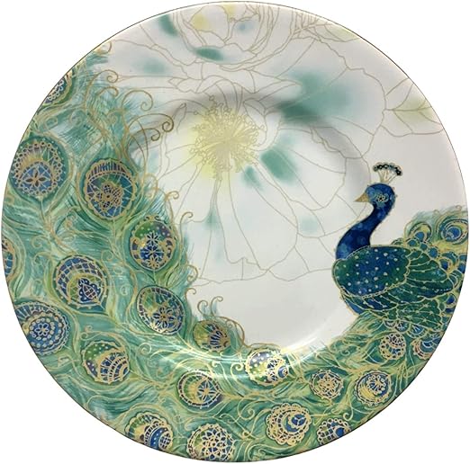 222 Fifth Lakshmi Peacock Salad Plates, Set of 4 9" Plates