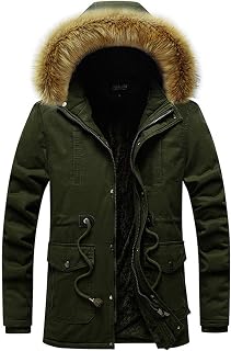Chaqueta ultraligera cálida y resistente al viento para hombre de invierno con cuello de piel larga y gruesa chaqueta de algodón cálida con capucha para hombre (color: HQ1929 verde, talla: XXXL)