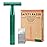 Double Edge Safety Razor, Single Blade Razors for Men and Women, Reusable Metal Razor with 10 Stainless Steel Double Edge Blades, Smooth and Close Wet Shaving, Plastic Free, Green