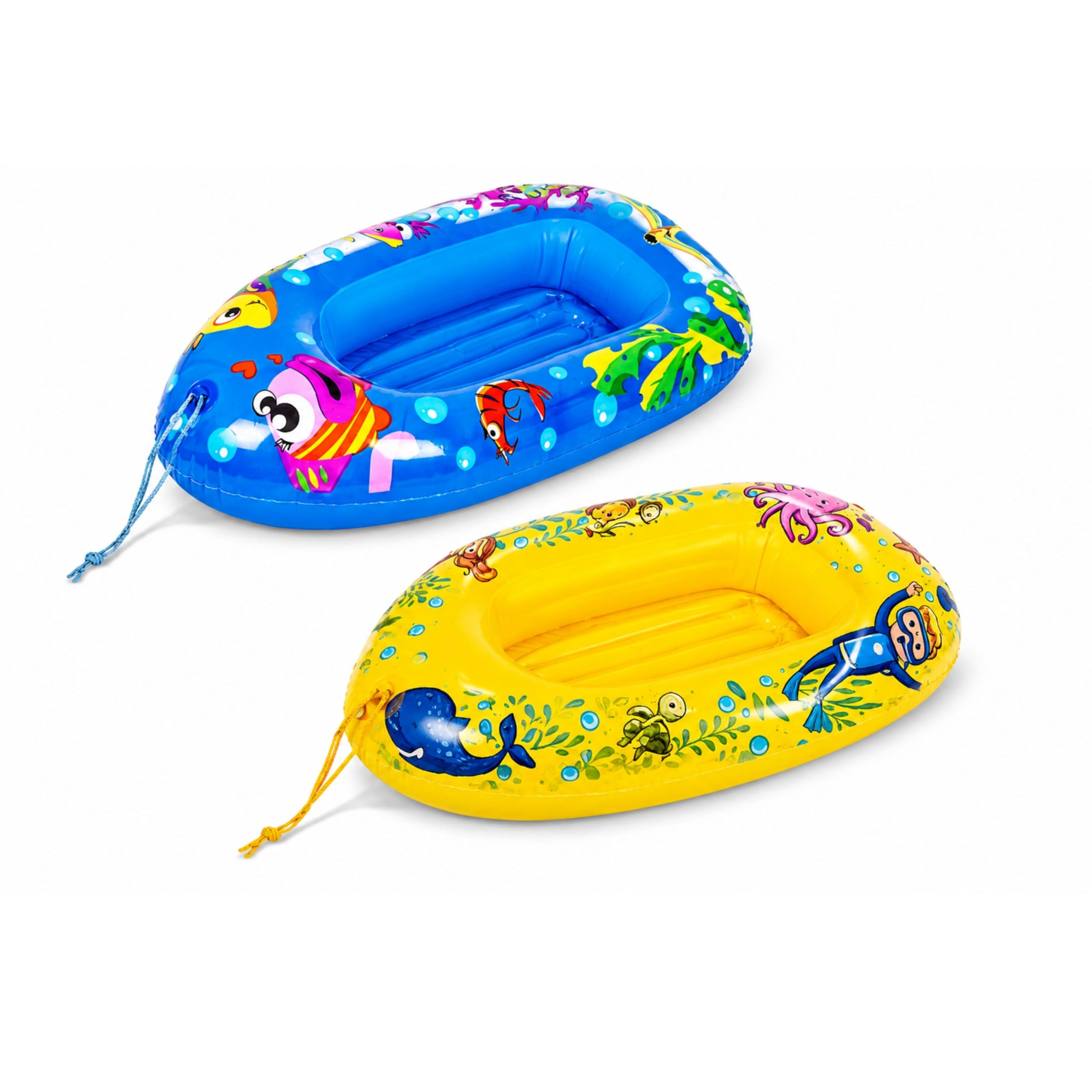 ALAYSTAR Inflatable Sea Life Kids Boat Pool Float 112 x 70cm, Children's Water Boat with Tug Rope, Inflatable Paddling Pool Float for Beach, Pool and Garden Water Play