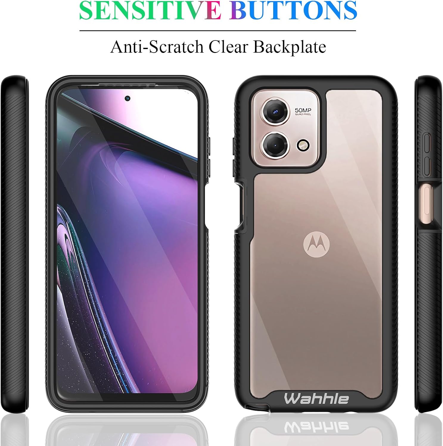Compatible with Moto G Stylus 5G 2023 Case, Built in Screen Protector Full Body Shockproof Slim Fit Bumper Protective Phone Cover Men Women-Black/Clear
