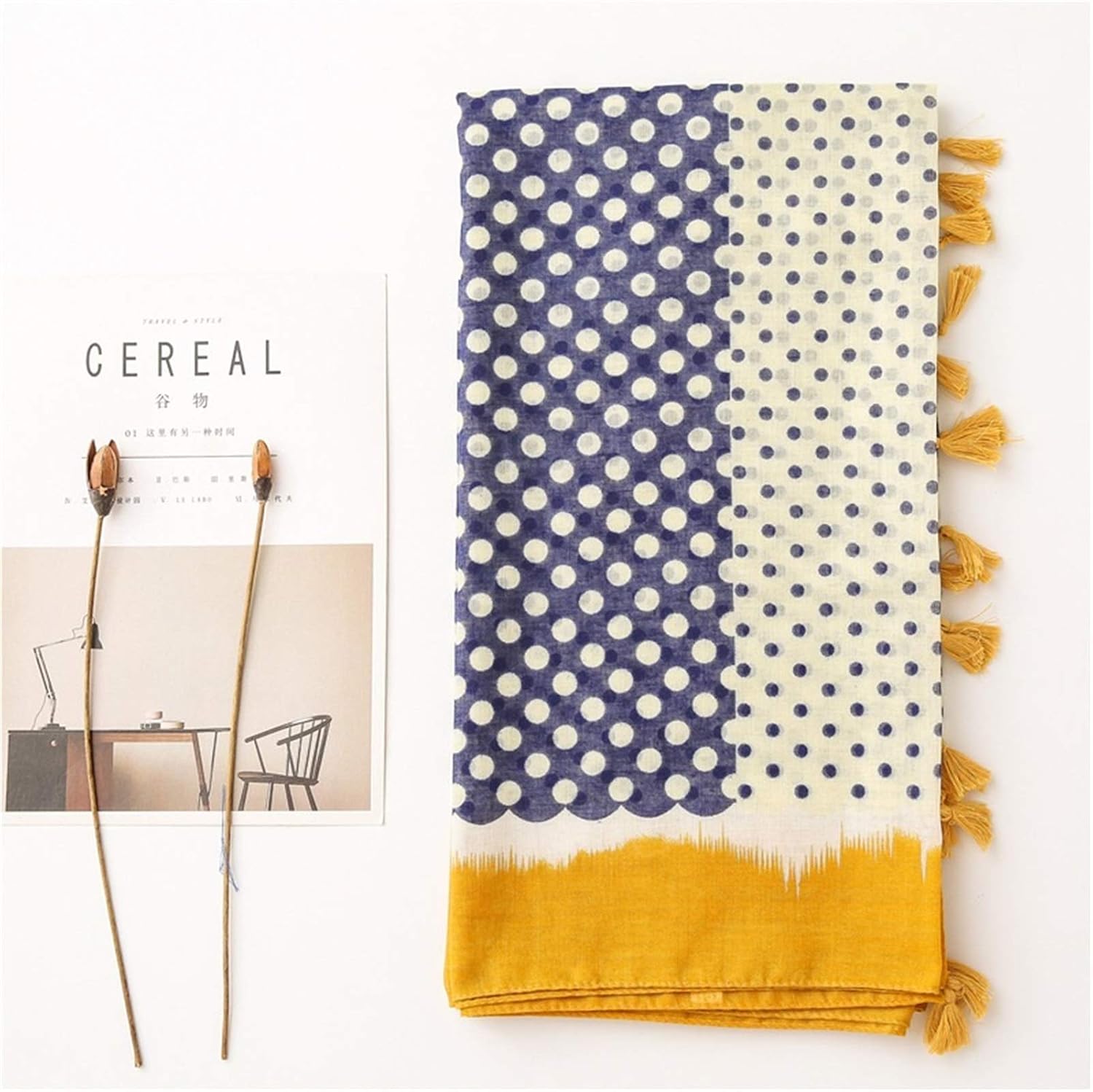 GLigeT Scarf Scarf Fashion Print Women Cotton Scarf Polka Dot Beach Hijab Shawls and Wraps Female Chunky Oversized Winter/Fall (Color : U)