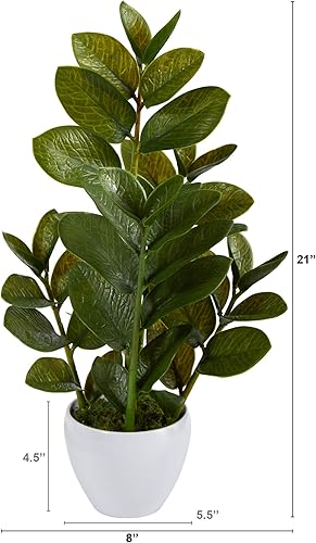 Miniatura 2 de Planta artificial Zamioculcas de 22 pulgadas en maceta blanca