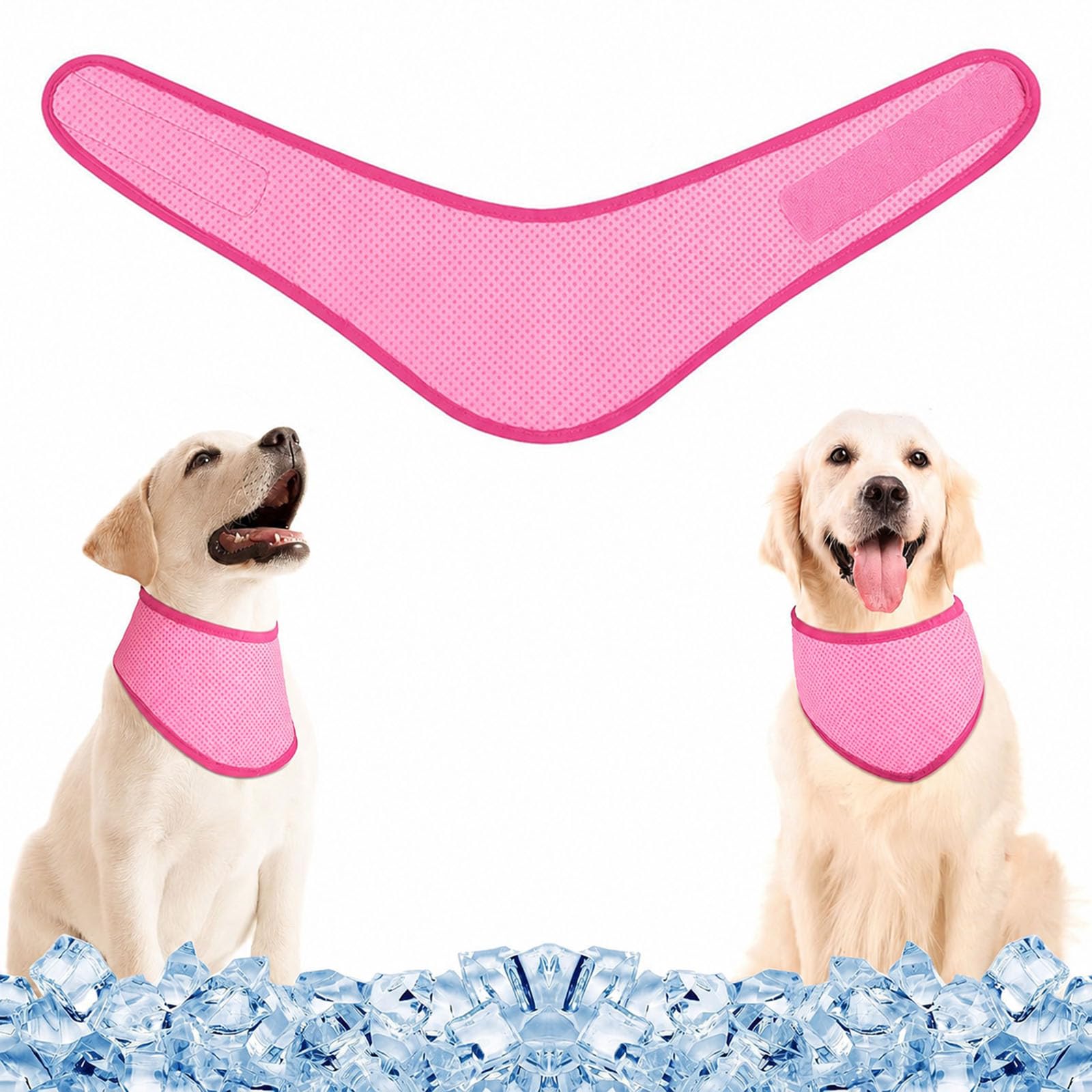 Dog Cooling Bandana Adjustable Cooling Collar for Dogs Breathable Pet Scarf Summer Outdoor Instant Cool Neck Wrap (Pink, S)