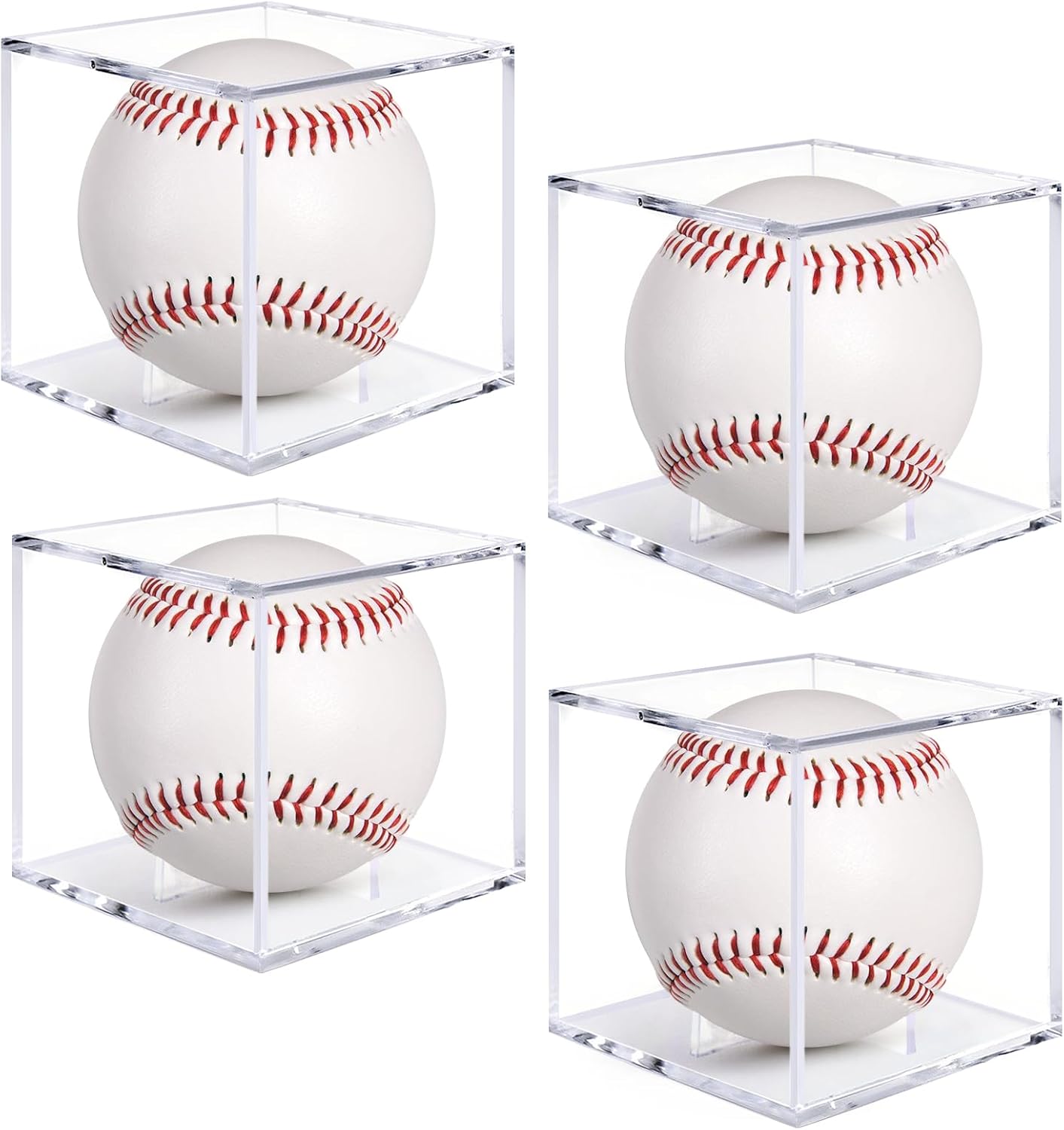 Guirnd 4 Pack Baseball Display Case, UV Protected Acrylic Baseball Holder Display case, Cube Memorabilia Autograph Ball Protector Boxes for Official Size Ball