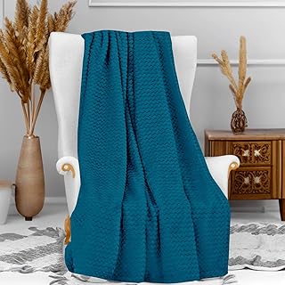 Soleil d'ocre, Couverture, Plaid Microfibre 120x160 cm COCOONING Bleu Canard