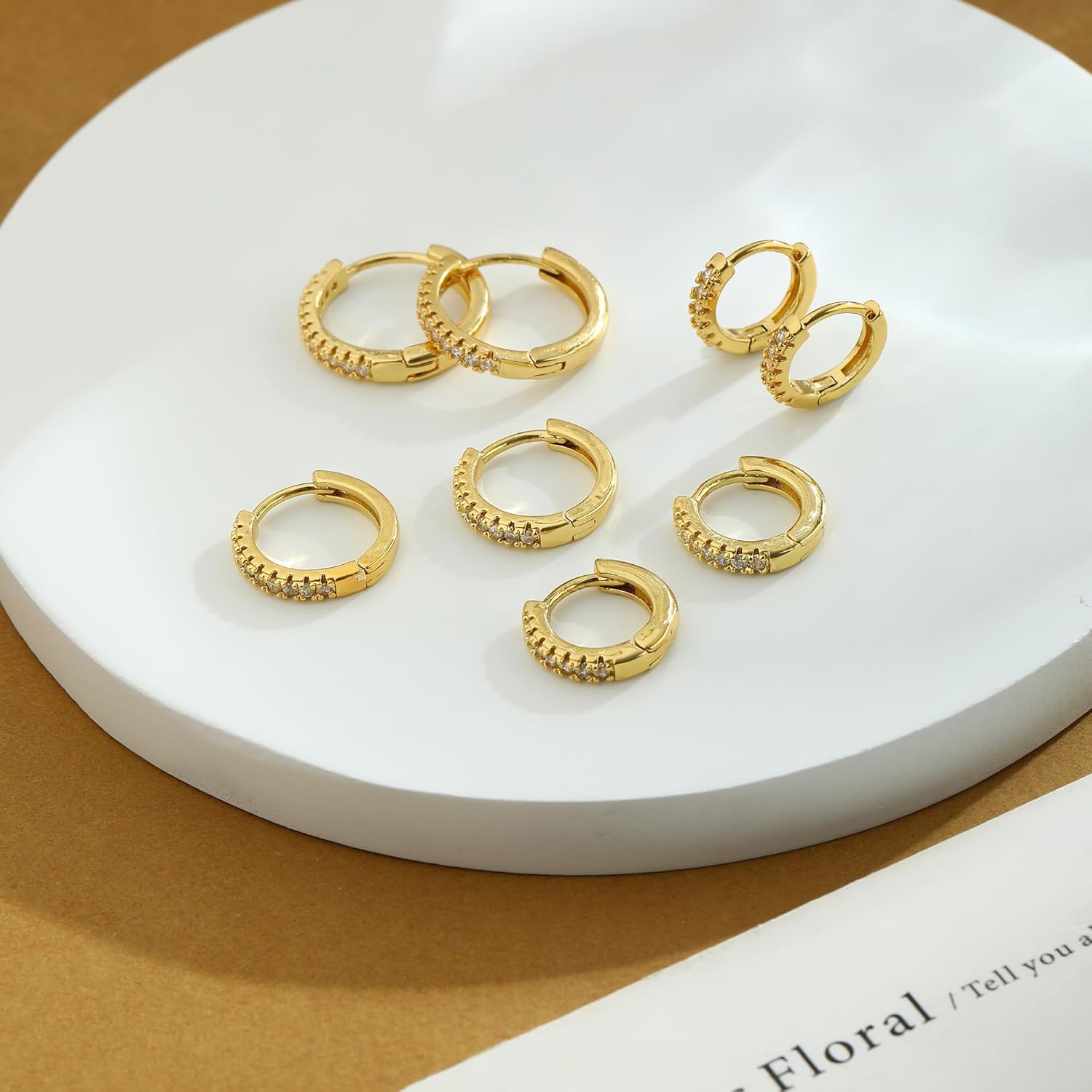 Small Gold Hoop Earrings for Women Set, Hypoallergenic 14K Gold Plated Huggie Hoop Earrings Trendy Lightweight Cubic Zirconia Cartilage Earring Multiple Piercing for Women Jewelry Gift - Image 6