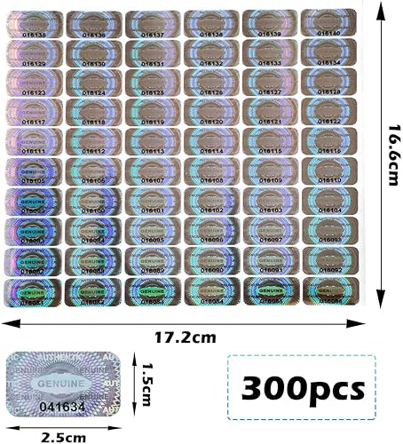 Miniatura 2 de dose not apply 120 etiquetas auténticas de hologramacalcomanías plateadas de transferencia a prueba de manipulaciones, sellos vacíos  calcomanías