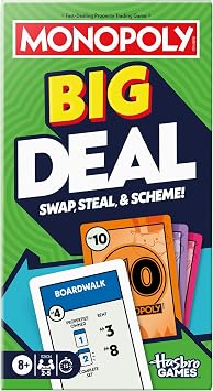 لعبة بطاقات Monopoly Big Deal | بطاقات كبيرة عملاقة كبيرة الحجم للمتعة العائلية | للأعمار من 8+ | من 2 إلى 5 لاعبين | 15 دقيقة. | العاب سفر للاطفال والكبار