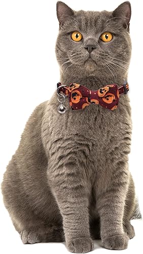 Miniatura 10 de Collar de gato de Halloween con campana, suave día festivo para gatito y gatito de seguridad ajustable