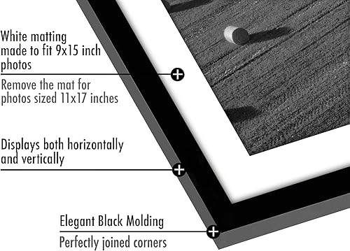 Miniatura 7 de Americanflat Portarretratos de 11 x 17 pulgadas, color negro, juego de 5 marcos, muestra 9 x 15 pulgadas con paspartú y 11 x 17 pulgadas sin