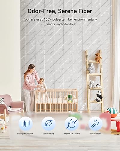 Miniatura 3 de Topnaca Paquete de 18 paneles de pared insonorizados, paneles autoadhesivos a prueba de sonido de 12 x 12 x 0.4 pulgadas para paredes, paneles