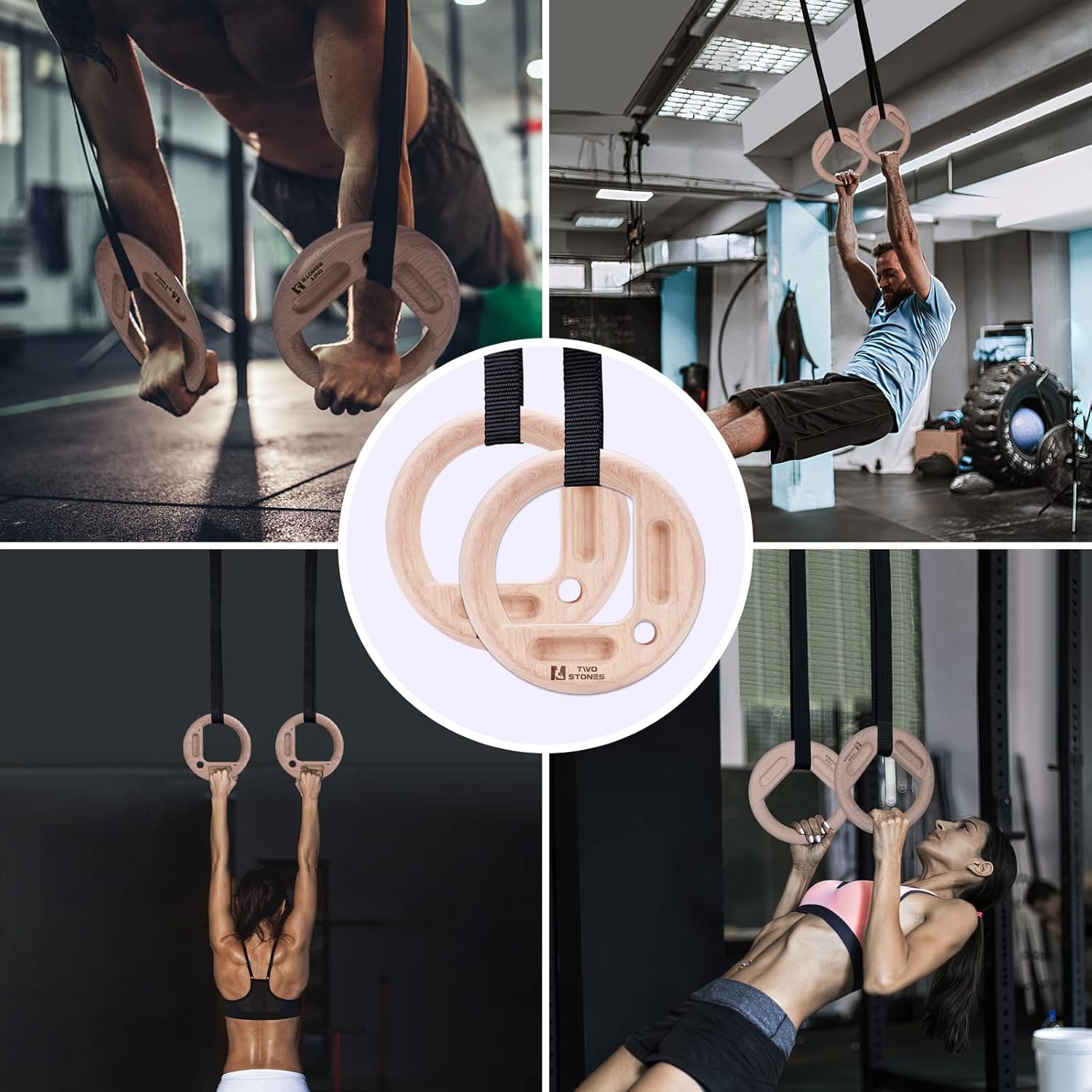 TWO STONES Portable Hangboard Rock Climbing as Pull Up Ring for Rock Climbers Trainning Indoor or Outdoor