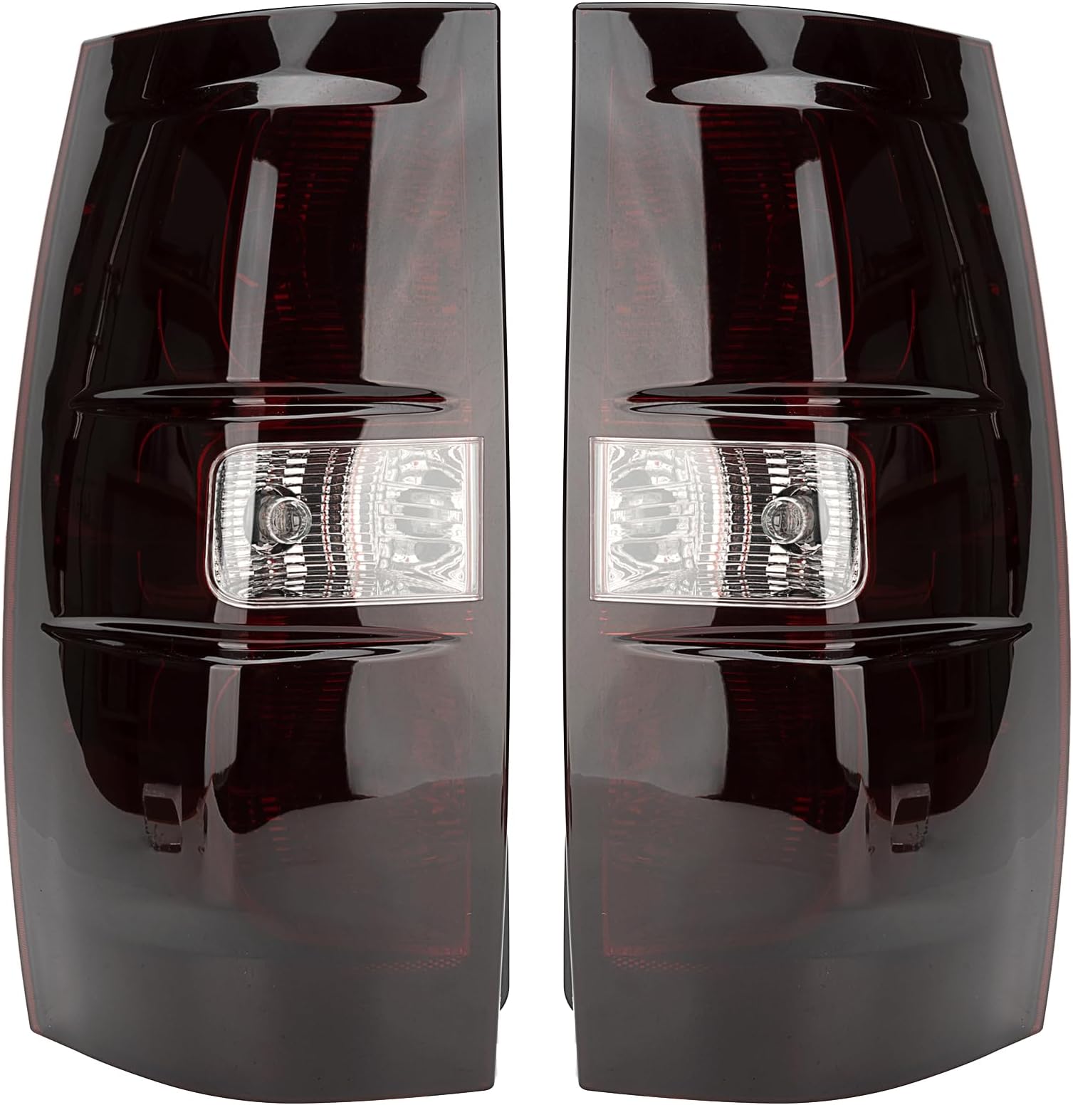 Tail Light Assembly Compatible With 2007-2014 Chevy Tahoe/Suburban Driver and Passenger Side Smoke Red Rear Brake Lamps With Bulb Inside And Wiring Harness Replaces# GM2800196 25862701 22837923