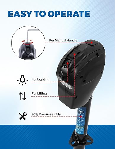 Miniatura 4 de POLESTAR Gato de lengua de marco A de energía eléctrica de 5000 libras para remolque, caravana, 12 V CC con cableado duro