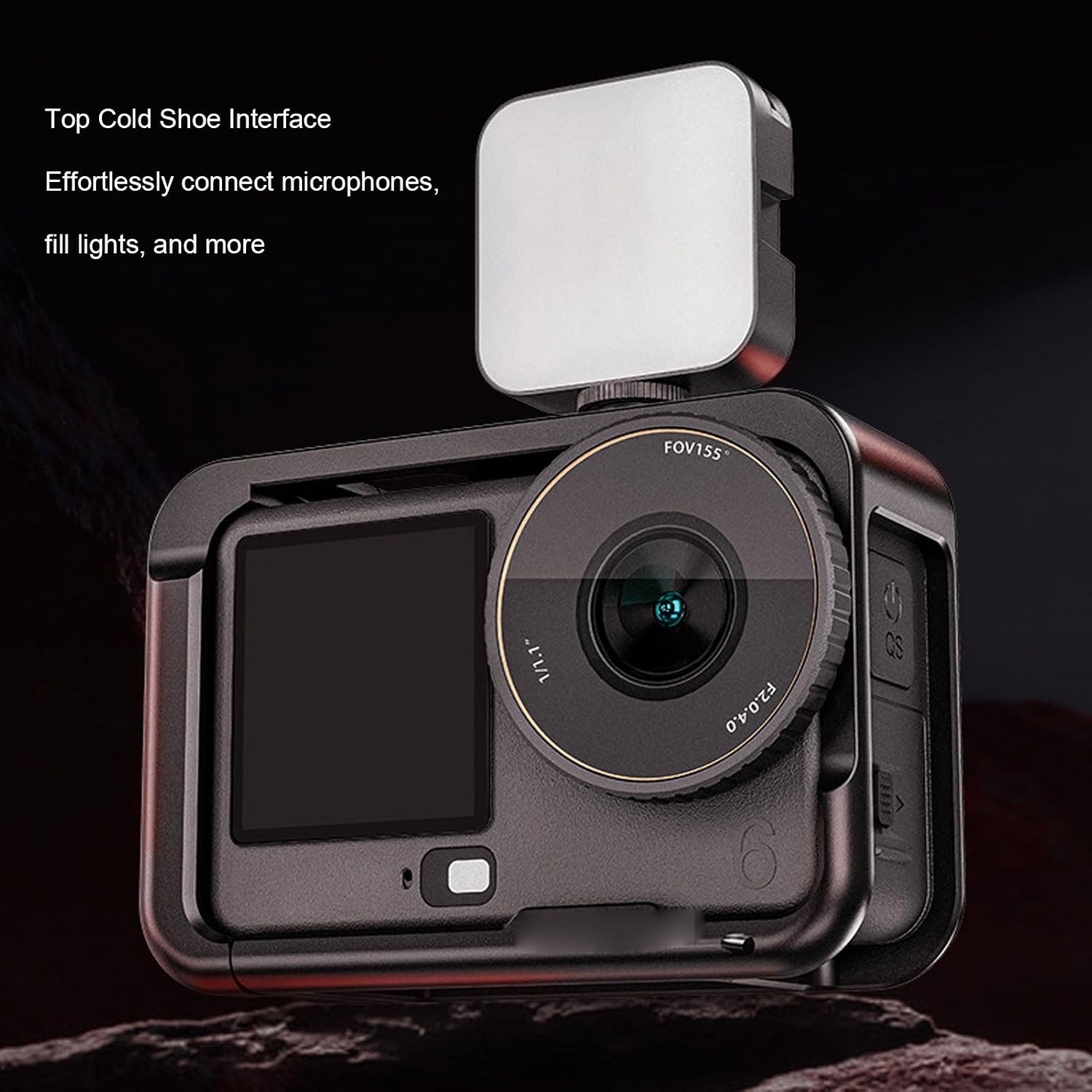 Yctze Camera Cage for Action 6 Aluminum Alloy Protective Frame with Cold Shoe Mount 1/4 Inch Thread for Vlogging and Adventure Enthusiasts