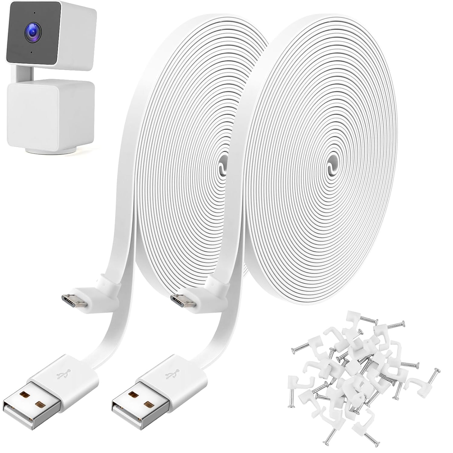 Uogw 2 Pack 20FT Power Cable Compatible with WYZE Cam Pan V3, USB to 90