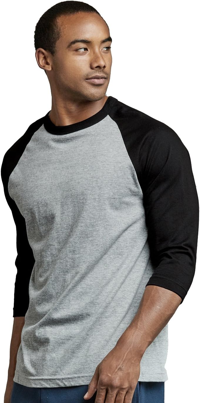 TOP PRO Men's 3/4 Sleeve Casual Raglan Jersey Baseball Tee Shirt (XL, Black/Light Gray) - Image 3