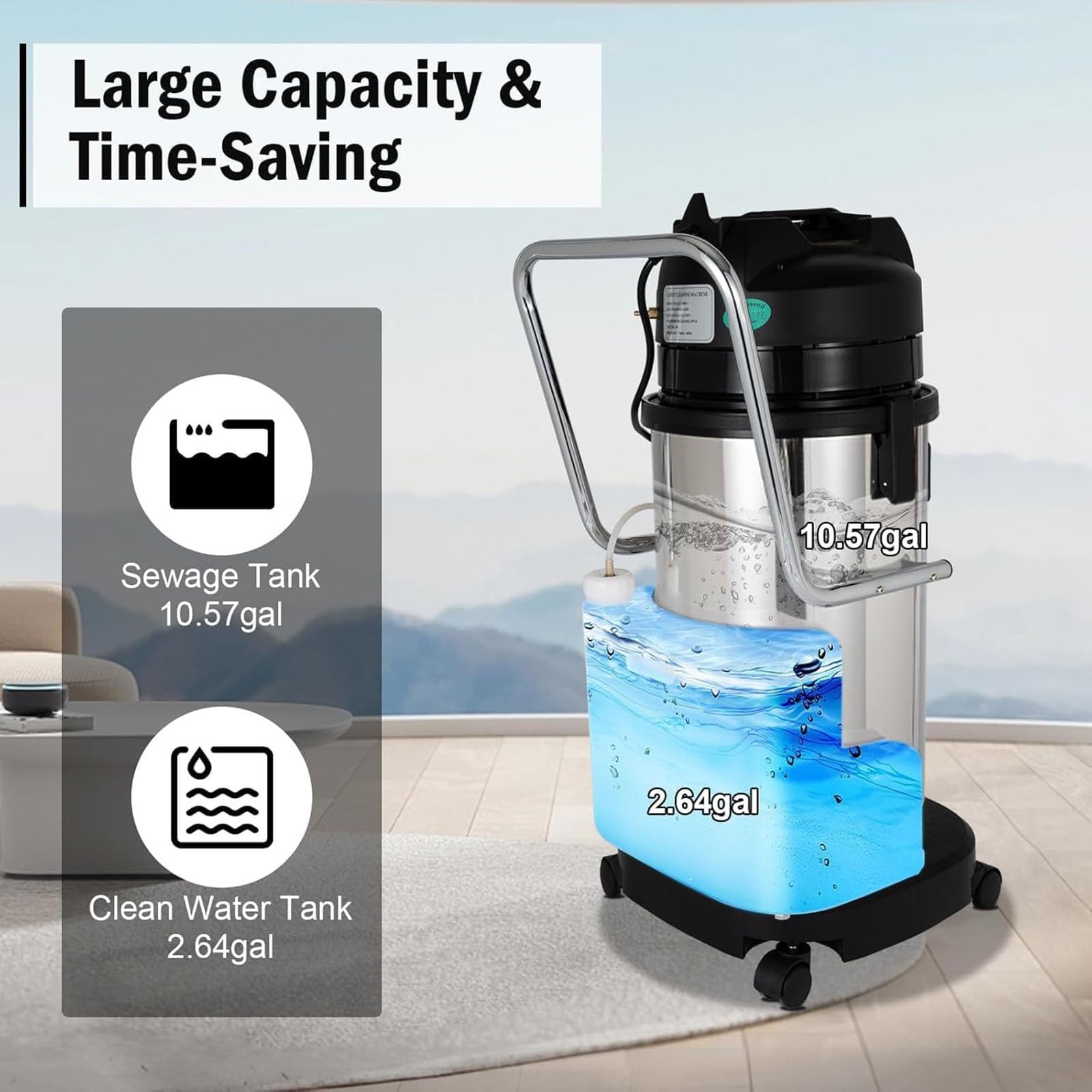 Máquina 3 en 1 para alfombras: extracción por pulverización, fregado y aspirado; Limpiador extractor de alfombras — Apto para la limpieza de cortinas, sofás y alfombras.(30L)