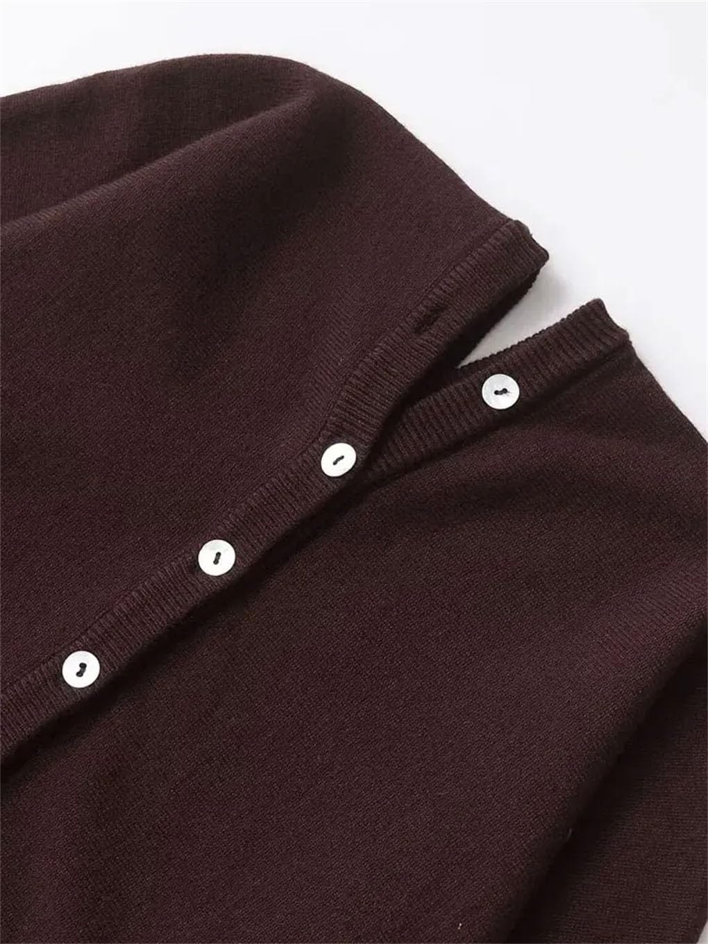 Women Chic Front Button V Neck Knit Cardigan Sweater Long Sleeve Fitted Hem Chic Outerwear Women Tops
