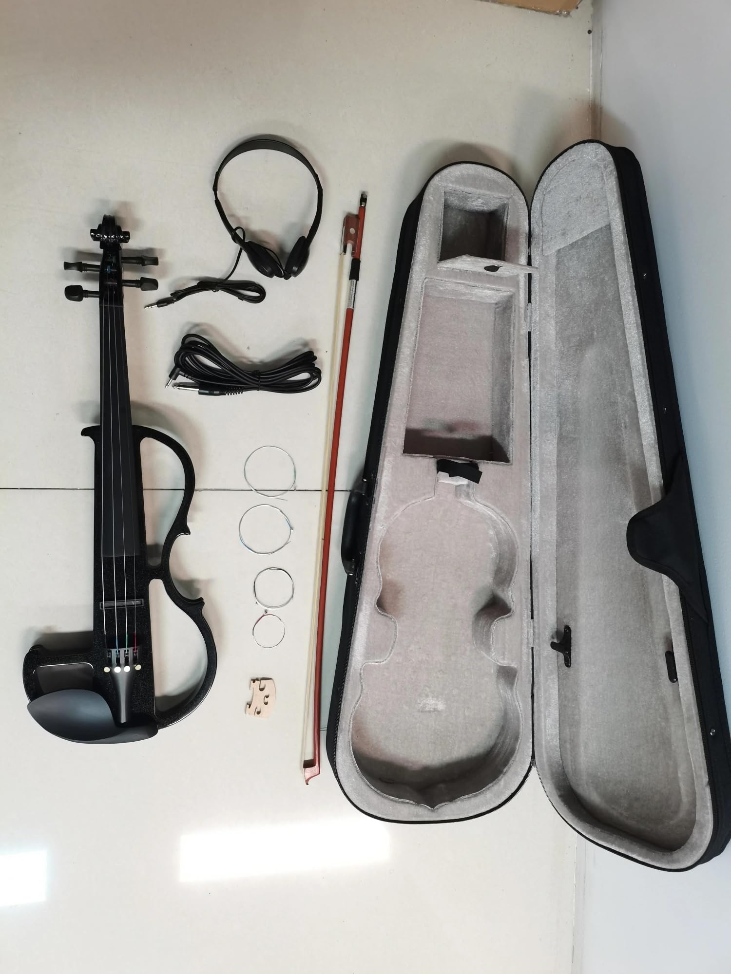Violino Elettrico 4/4 Completo Professionale Silenzioso Adatto Ai Principianti Con Custodia Rigida Violino