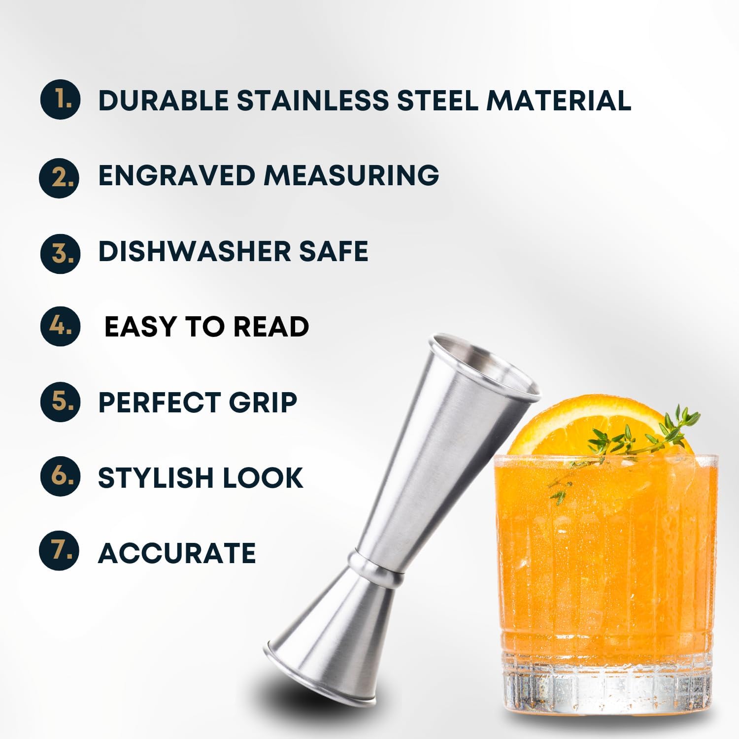 BARIANTTE Cocktail Jigger for Bartending, 2 oz 1 oz Japanese Measuring Shot Glass - Silver - Image 2