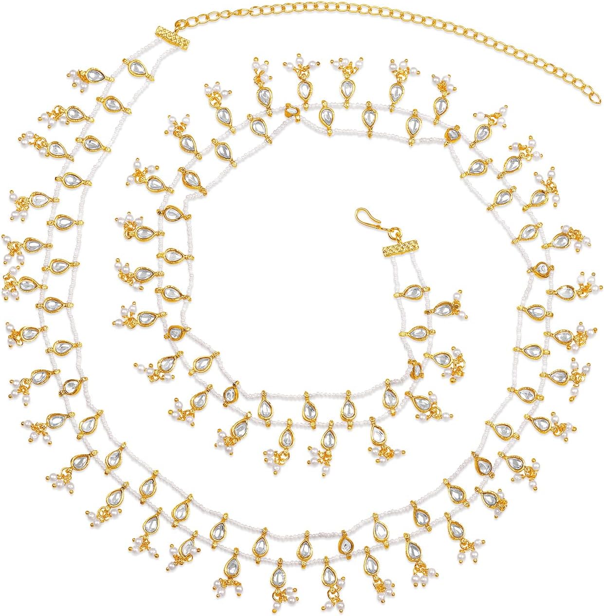 Aheli Kundan & Beads Studded Ethnic Belly Chain Kamar Patta Kamar Bandh Traditional Jewellery Gift for Women