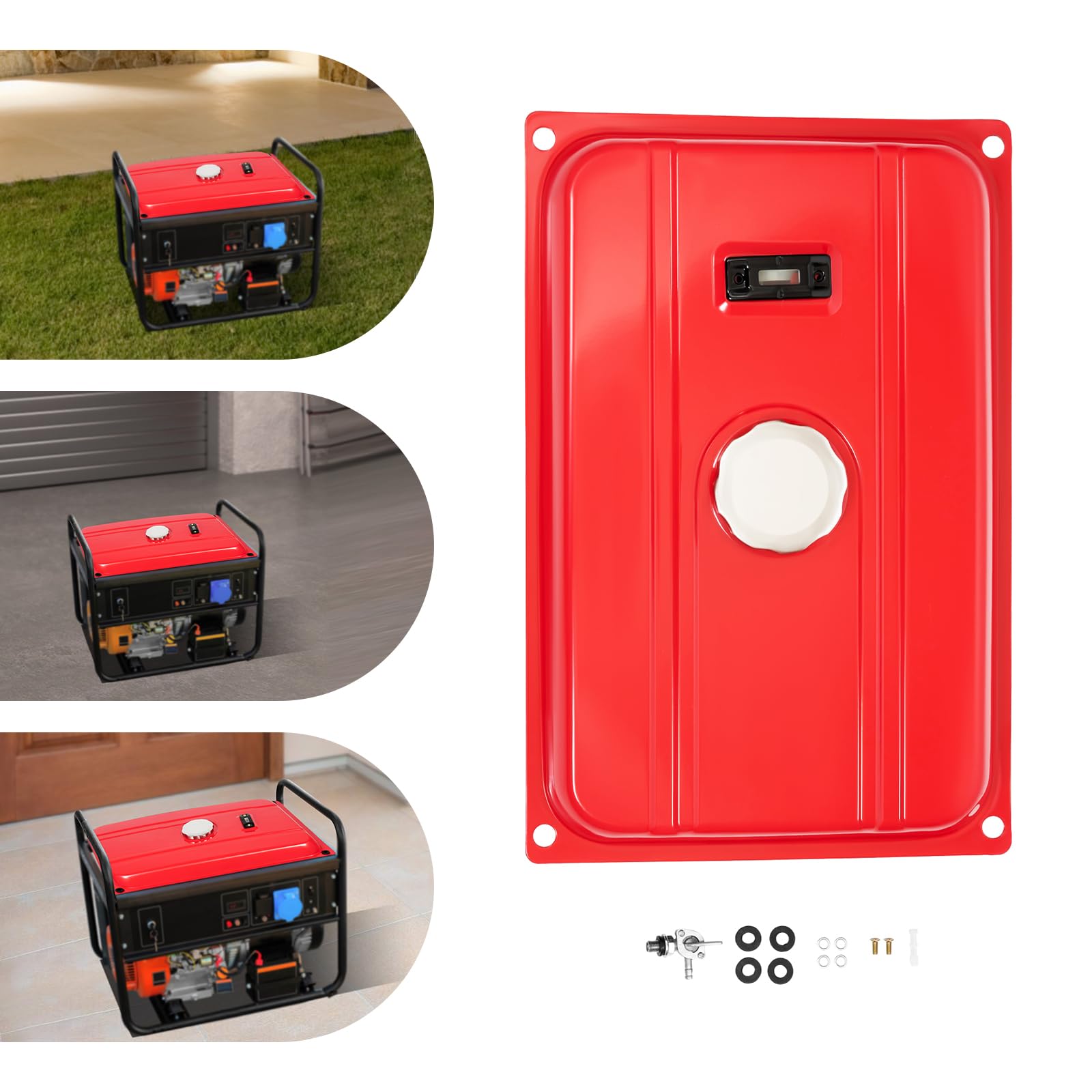 Depósito de motor de 5 galones, Tanque de gasolina rojo grande, Tanque de combustible portátil multifuncional, Adecuado para generadores monocilindros de la serie Honda