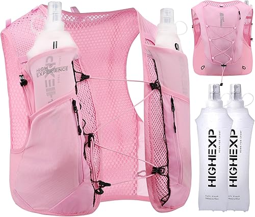 Miniatura 7 de Chaleco para correr, ligero, 4L, mochila de hidratación trail con 2 botellas suaves de 17 onzas, para jogging, maratón, ciclismo, senderismo, para