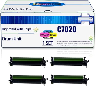 Compatible for Xerox C7020 Drum Unit VersaLink C7025T C7020 C7025 C7030 Printers, High Yield 87000 Pages, with Chip 4-Pack BK/C/M/Y