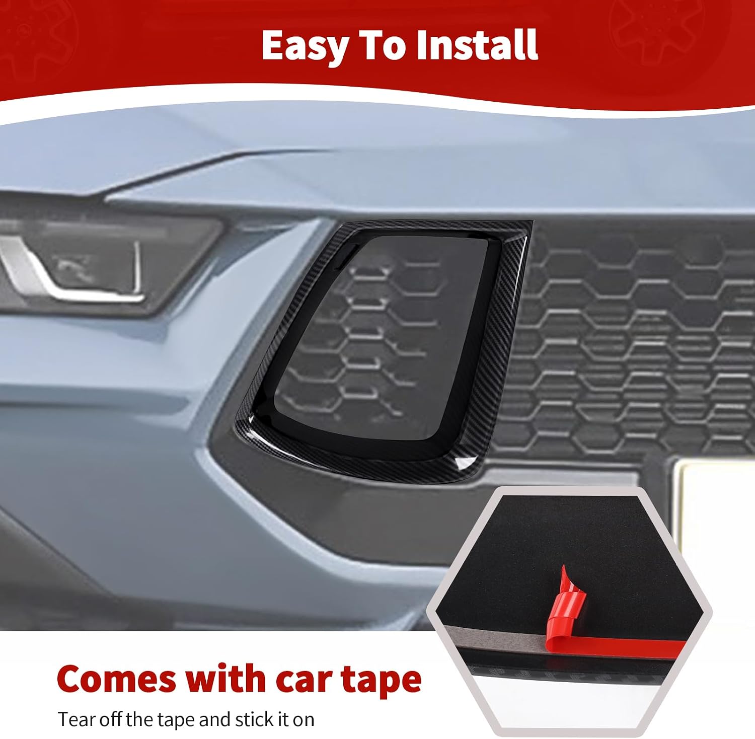 for Mustang Front Grille Air Vent Trim Cover Fit for Ford Mustang 2024+ Black Carbon Fiber Exterior Accessories 2pcs