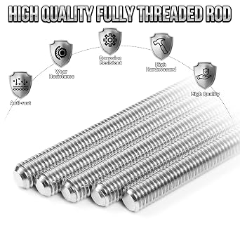 2Pcs Fully Threaded Rod & Studs, M20 x 50mm Long Threaded Screw, 2.5mm Thread Pitch, 304 Stainless Steel Right Hand Thread Bar Studs for Furniture Machinery Assembly