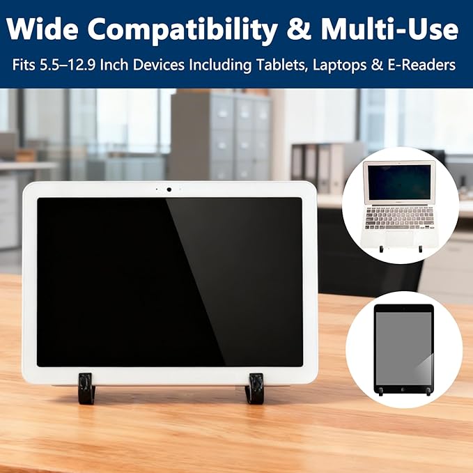 Soporte para tablet ajustable de escritorio de aluminio color plateado y negro miniatura 6