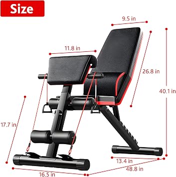 Adjustable Weight Bench,Workout Bench Press for Gym Fitness, Foldable Incline Decline Sit up for Full Body Exercise Bench,Multi-Purpose for Strength Supine Training Equipment