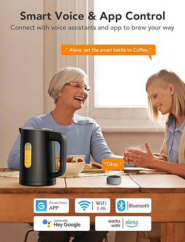 Miniatura 2 de GoveeLife Hervidor eléctrico inteligente con control de temperatura de 1.7 L, hervidor de té eléctrico WiFi con luces indicadoras LED, hervir rápido
