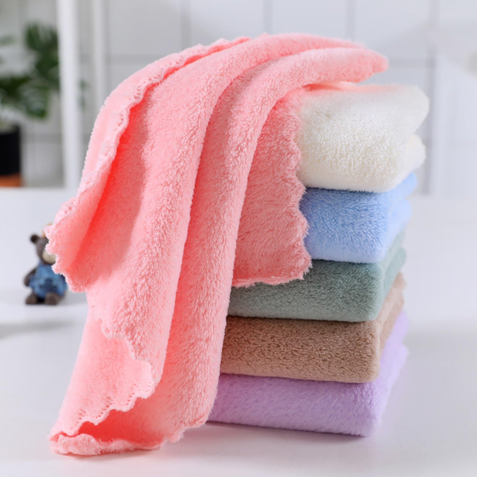 6 Pcs Face Flannels, Face Flannels Pack of 6, 25x25cm Bamboo Flannels, Face Cloths, Face Cloths Flannels, Face Flannel, Bamboo Face Cloths Flannels, Flannels Face Cloth, for Baby Kids Adults - Image 3