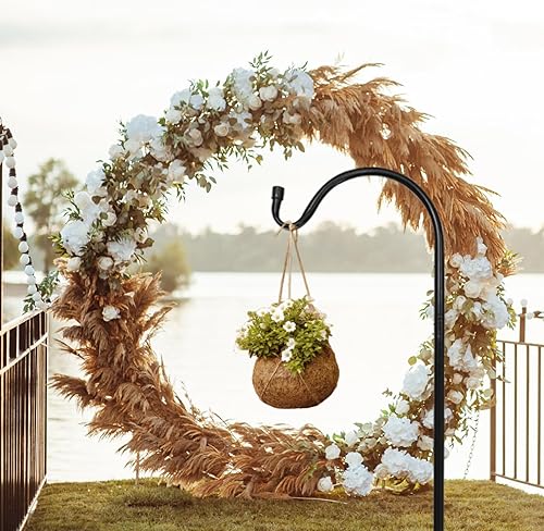 Miniatura 6 de Urban Deco Gancho de pastor resistente, ganchos de pastor ajustables para exteriores, estacas de jardín de pastores de metal de alta calidad, 37