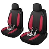 YGL Car Seat Covers for Front Seats,Waterproof Seat Covers for Cars,Durable Neoprene Car Seat Protectors,Interior Covers for Cars,Sedan Van Truck SUV(Black/Red)
