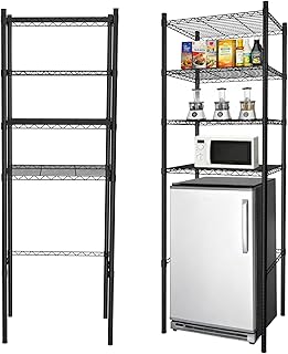4-Tier Adjustable Mini Fridge Organizer Rack, Heavy-Duty Metal Storage Shelf for Over Mini Fridge, Microwave Stand for Dorm, Kitchen, Office