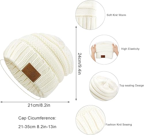 Miniatura 2 de Hicdaw Gorros de invierno para mujer, bufanda, guantes de invierno para mujer, gorro largo con forro polar, guantes para pantalla táctil