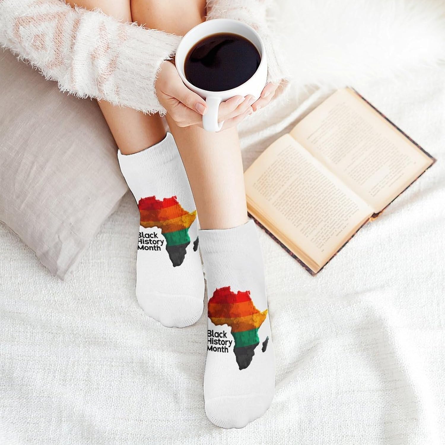 Black History Month African USA Socks for Men Women 5 Pairs Ankle Socks
